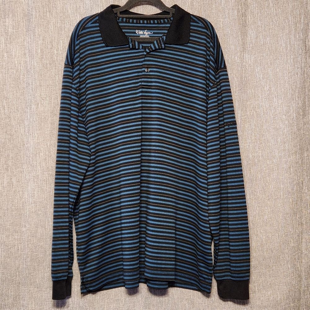 Walter Hagen Golf Shirt Moisture Management XL Black Blue Long Sleeve